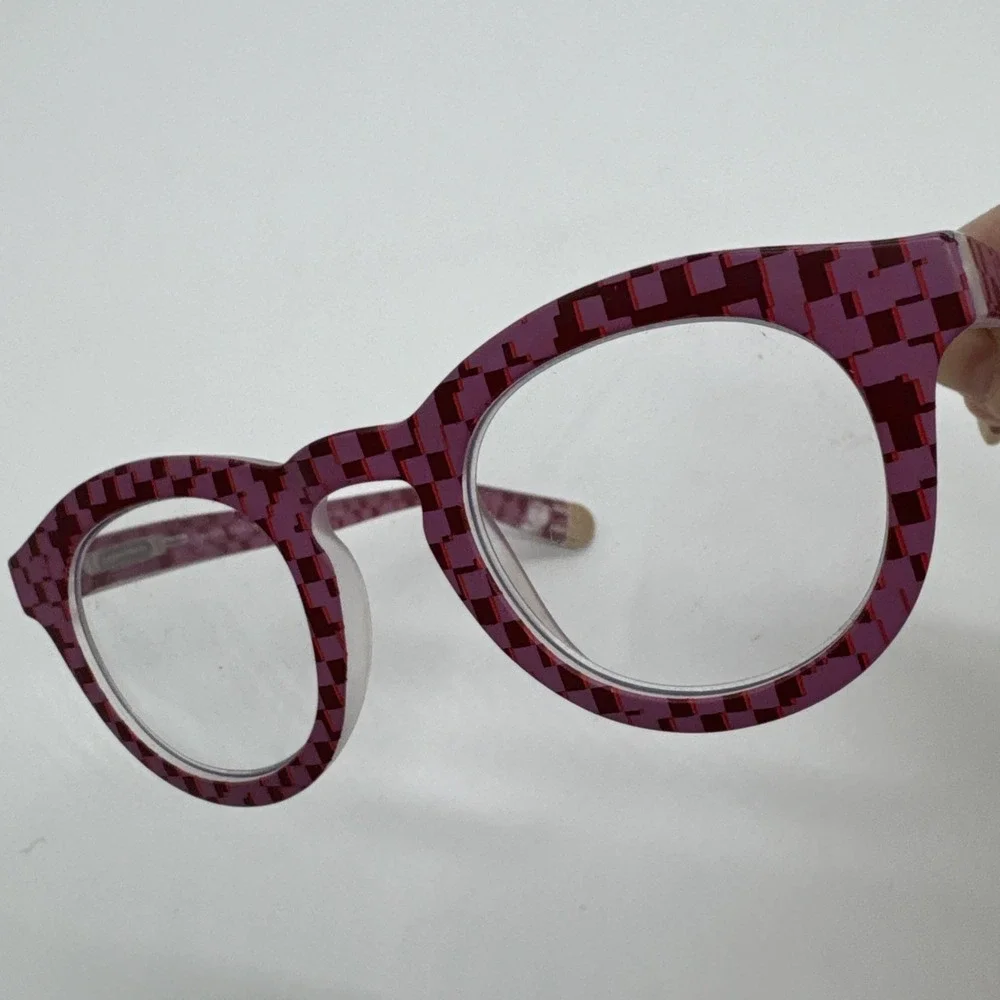 Peepers +1.5 Reading Glasses Frame Of Mind Pink Checkered W/ Blue Light Lenses